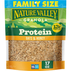 Nature Valley Protein Oats and Honey granola package with resealable pouch for on-the-go snacking