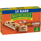 Nature Valley Sweet and Salty Nut Almond bars on shelf for quick snacking.