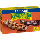 Nature Valley Sweet and Salty Nut bar with dark chocolate chunks and peanuts.