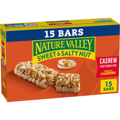 Nature Valley Sweet and Salty Nut Cashew bars in a pantry pack, quick energy on demand