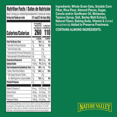 Close-up of Nature Valley Vanilla Almond granola clusters showing crunchy texture