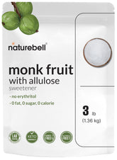 NatureBell monk fruit allulose bottle pour highlights 1:1 sweetness with zero calories
