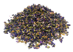 Naturegrail dried violet flowers in tea blend, elevating flavor with violet hue.