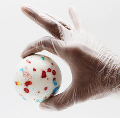 Naturejam white-speckled outer layer closeup, eye-catching display for candy buffets