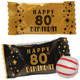 Naturejam Wrapped 80th Birthday Peppermints in a bag for elegant party favors.