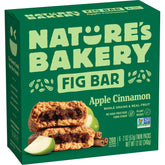 Nature's Bakery Apple Cinnamon Fig Bars pack on kitchen counter, ideal for on-the-go snacking.