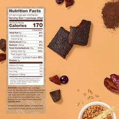 Nature's Bakery dates and cocoa close-up highlights rich flavor and plant-based ingredients.