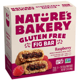 Nature's Bakery Raspberry Fig Bars box, gluten-free, grab-and-go snack.