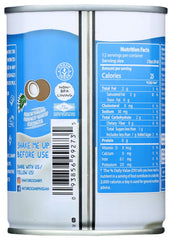 Nature's Charm evaporated coconut milk can close-up shows silky texture for sauces