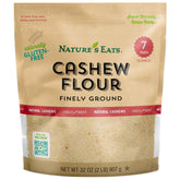 Nature's Eats cashew flour finely ground in a bag for gluten-free baking.