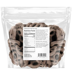 Nature's Eats Chocolate Pretzels closeup showing glossy coating and crisp bites.