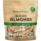 Nature's Eats sliced almonds closeup, thin-cut texture for baking.