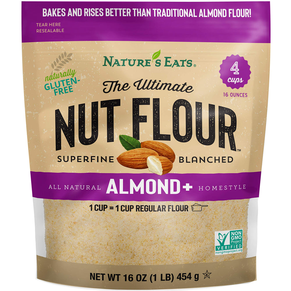 Nature's Eats Ultimate Nut Flour Almond bag for gluten-free baking and 1:1 flour swaps