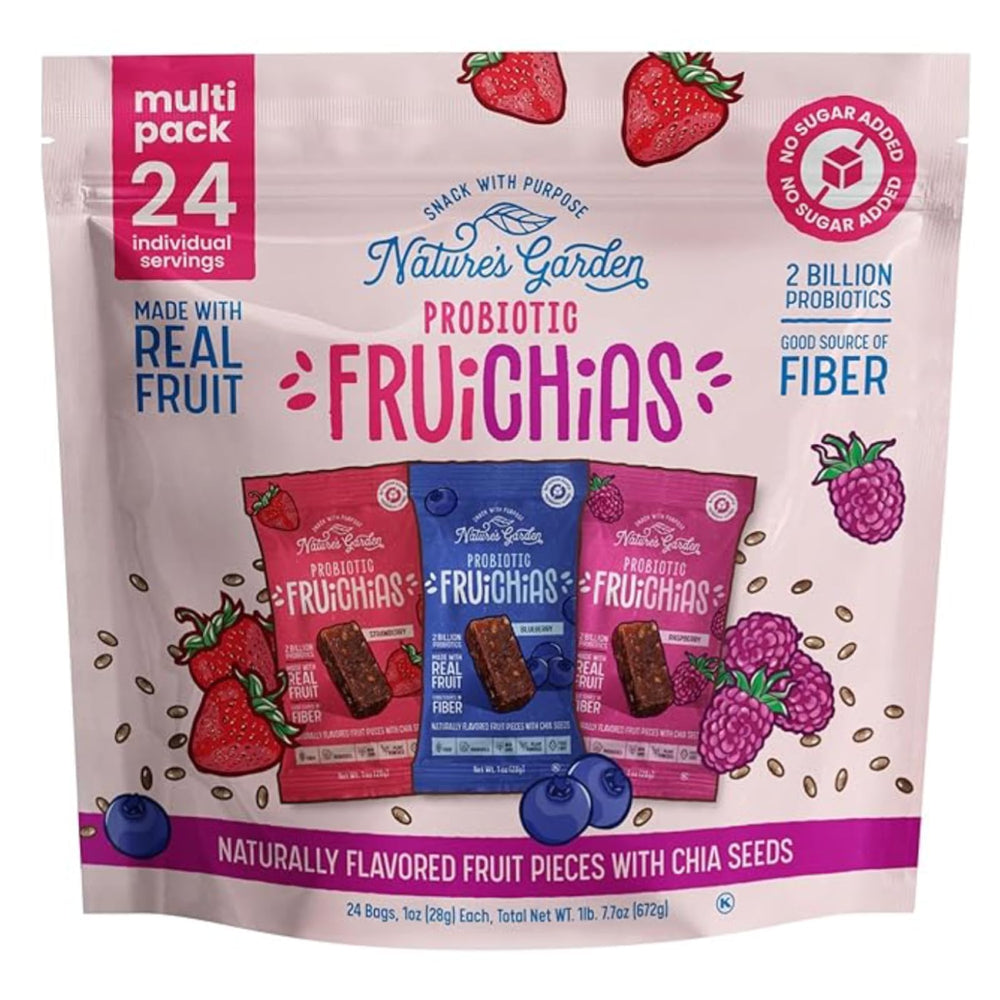 Nature's Garden Fruichias variety pack with 24 one-ounce pouches for on-the-go snacking