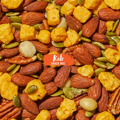 Nature’s Garden Keto Snack Mix almonds and nuts closeup highlighting variety and natural ingredients.