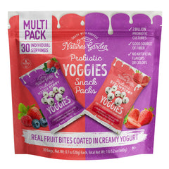 Nature's Garden Yoggies ingredient scan shows real berries and yogurt coating.