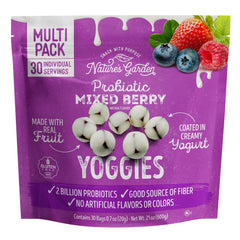 Nature's Garden Yoggies mixed berry pack front for convenient on-the-go snacking.