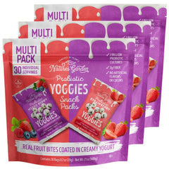 Nature's Garden Yoggies variety pack box front, ideal for on the go.