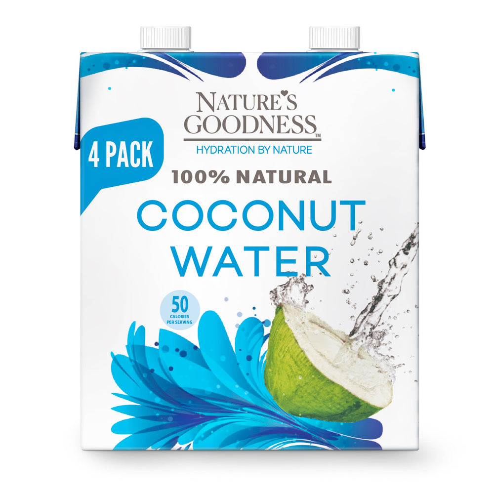 Nature's Goodness Coconut Water No Sugar Added in bottle for crisp hydration on the go