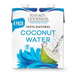 Nature's Goodness Coconut Water No Sugar Added in bottle for crisp hydration on the go