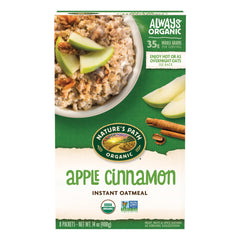 Nature's Path Apple Cinnamon Instant Oatmeal box front for a quick wholesome breakfast