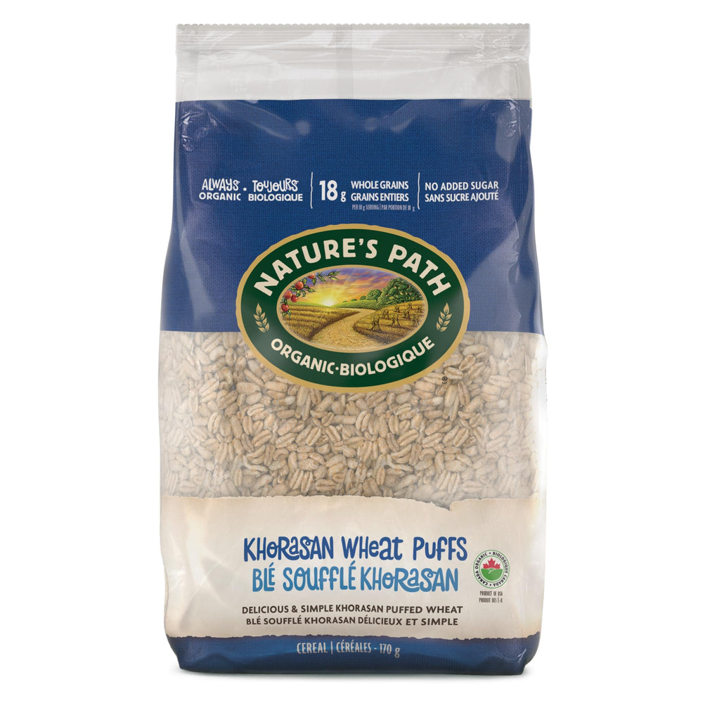 Nature's Path Kamut Puffs in a bowl for a quick, tasty breakfast.
