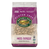 Nature's Path Mesa Sunrise cereal in a bowl with milk for a gluten-free breakfast crunch.
