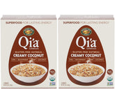 Nature's Path Qi'a Creamy Coconut oatmeal box front, ready for a quick breakfast.