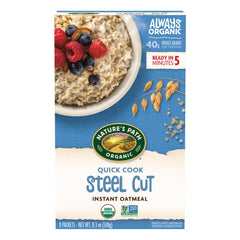 Nature's Path Quick Cook Oats pack offers convenient, quick breakfast portions.