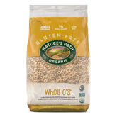 Nature's Path Whole O's bag front showing organic ingredients and gluten-free claim