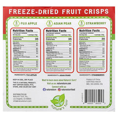 Close-up of Nature's Turn crisps, vibrant color, no added sugar, dairy-free snack.