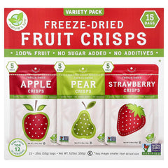 Nature's Turn freeze-dried crisps apple-strawberry-pear variety pack, gluten-free and plant-based snack.