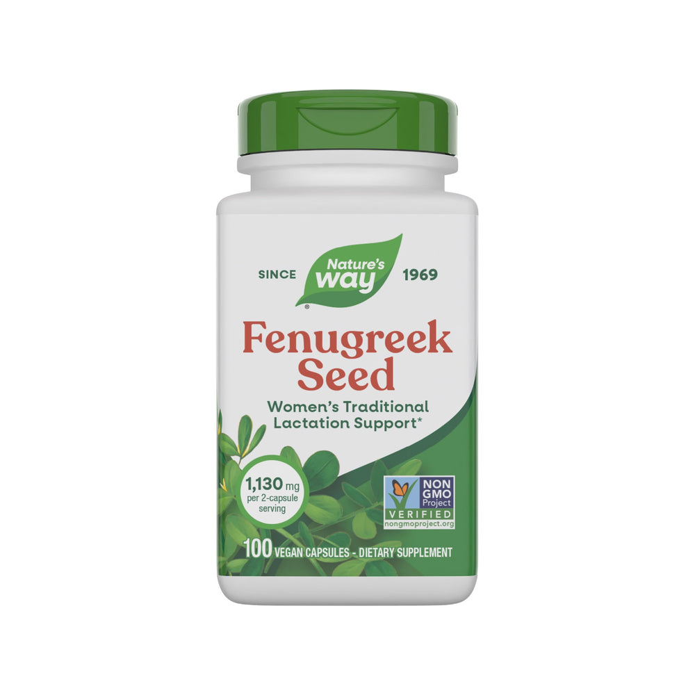 Nature's Way Fenugreek Seed bottle showing lactation support capsules