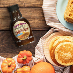 Nature's Hollow gluten-free syrup label highlighting calories per serving.
