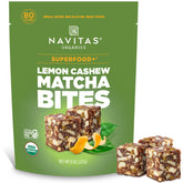 Navitas Bites Lemn Cashew Matcha pack showing premium ingredients for grab-and-go snacking.