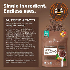 Navitas Organics cacao nibs in oatmeal for chocolatey crunch