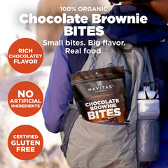 Visible nuts and seeds in Navitas Chocolate Brownie Bites for a plant-based snack.