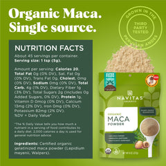 Navitas Organics Maca Powder in a smoothie bowl with cacao, illustrating a natural energy option.
