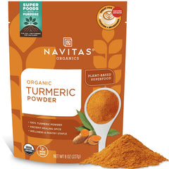 Navitas Organics turmeric powder packaging ready for curries and smoothies.
