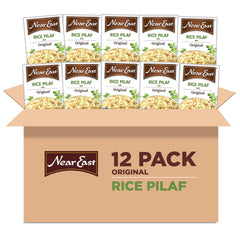 Near East Rice Pilaf Original bag highlights quick, flavorful side for meals.