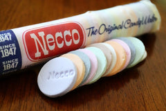 Necco Wafers assorted flavors roll shot, great for nostalgic moments.