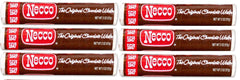 Necco Wafers original chocolate rolls six-pack for nostalgic snacking.