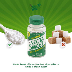 Necta Sweet 1-Grain tablet bottle close-up for easy at-home use.