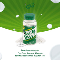 Necta Sweet 1-Grain tablet dissolving in tea for sugar-free flavor.