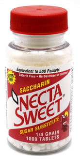 Necta Sweet saccharin tablet bottle ready for sugar-free beverages and recipes.