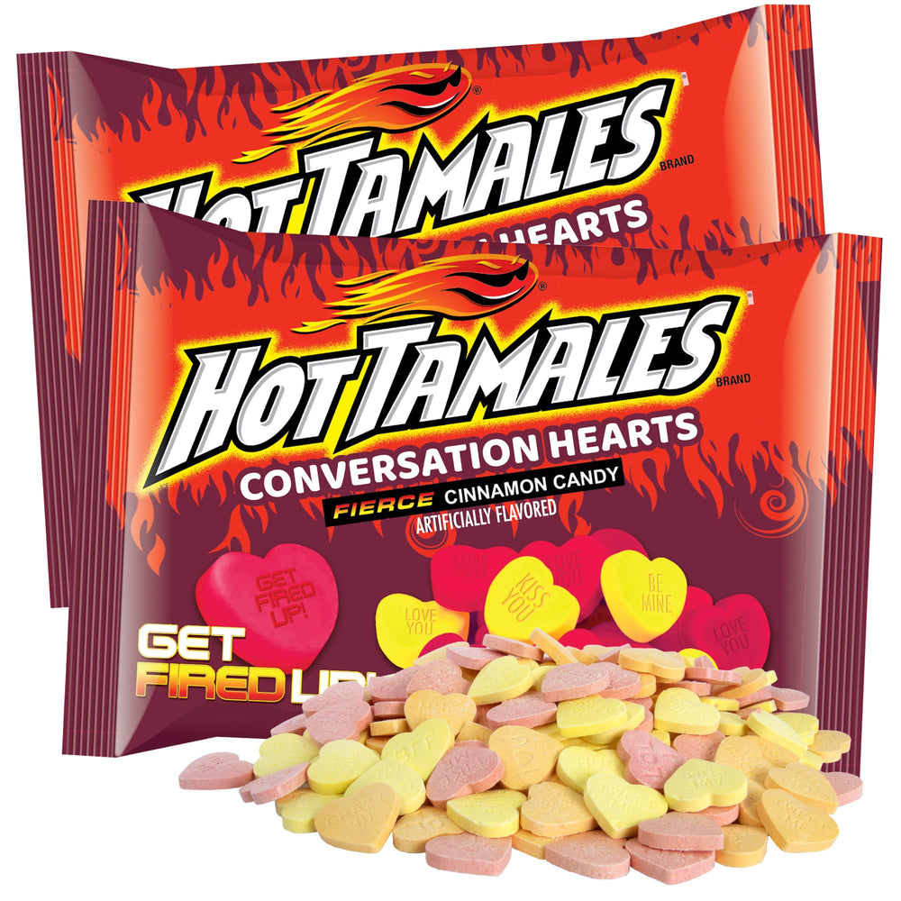 Needzo Hot Tamales Conversation Hearts 2-pack bags ready for gifting and sharing.