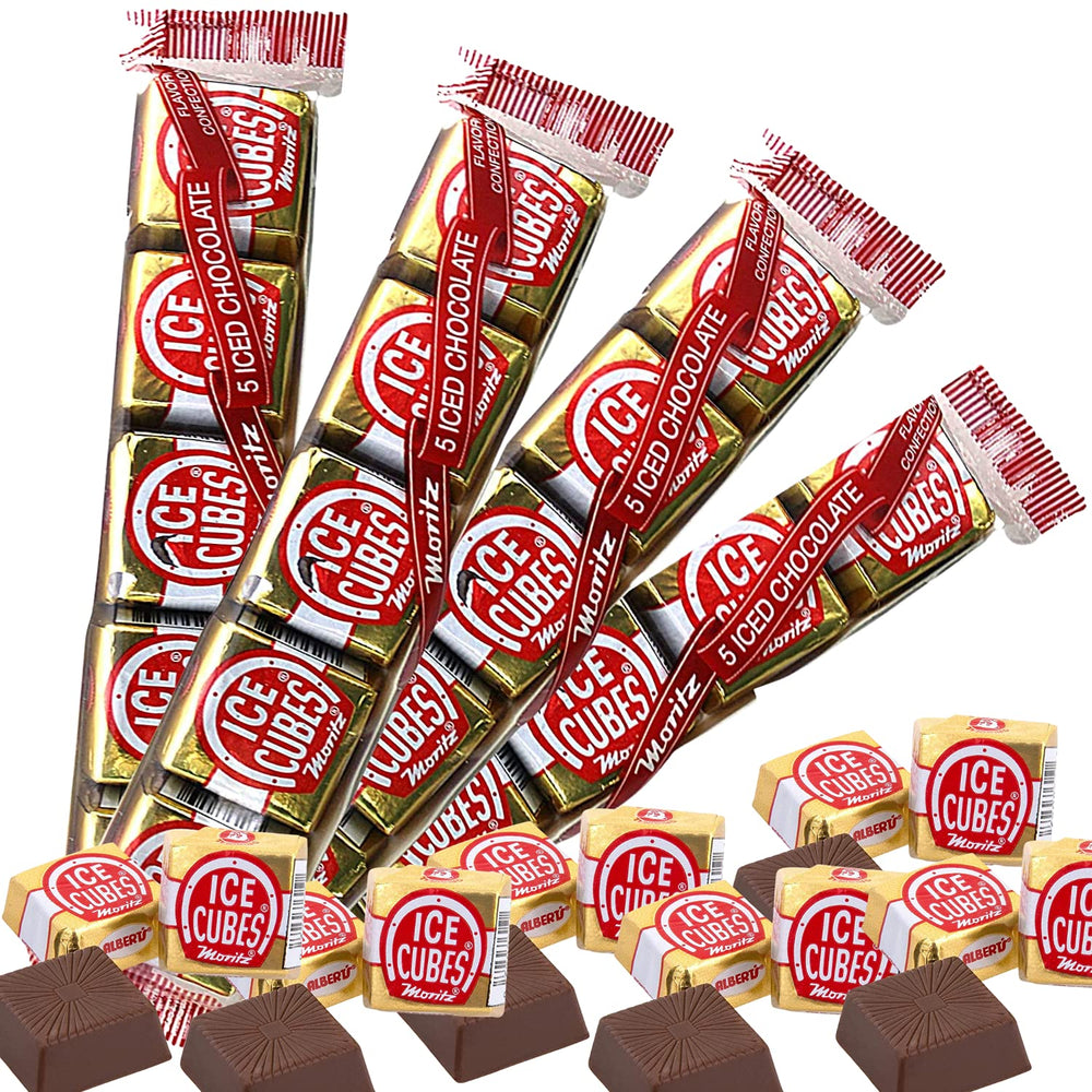 Needzo milk foil chocolate squares ice cubes in four sleeves for gifting.