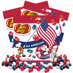 Needzo patriotic jelly beans 3-pack displayed for sharing at festivities.