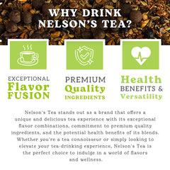 Nelson's Tea A&J's Root Beer loose-leaf close-up shows rich sarsaparilla and spice notes.