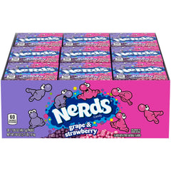 Nerds front packaging showing grape and strawberry colors and convenience